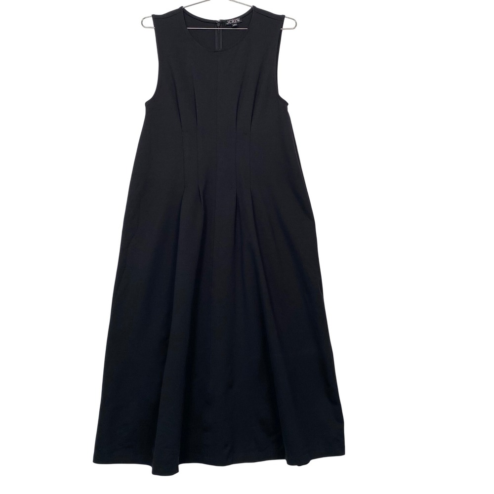 J.Crew Women Midi Dress XL Black Nadia Sleeveless Pleated Ponte Knit Cl492 2025